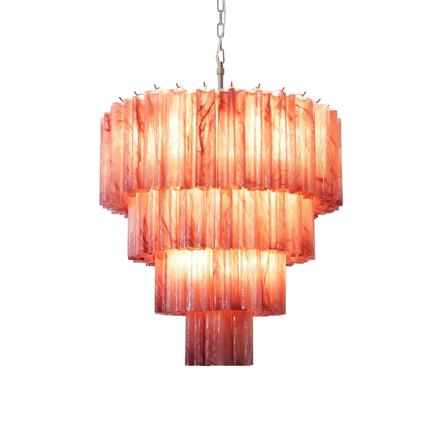 Murano Vetro Rosso Tube Chandelier