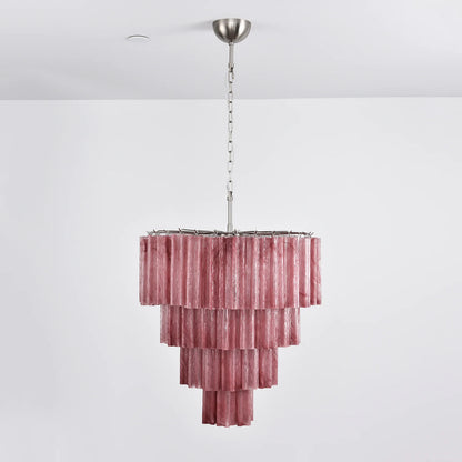 Murano Vetro Rosso Tube Chandelier