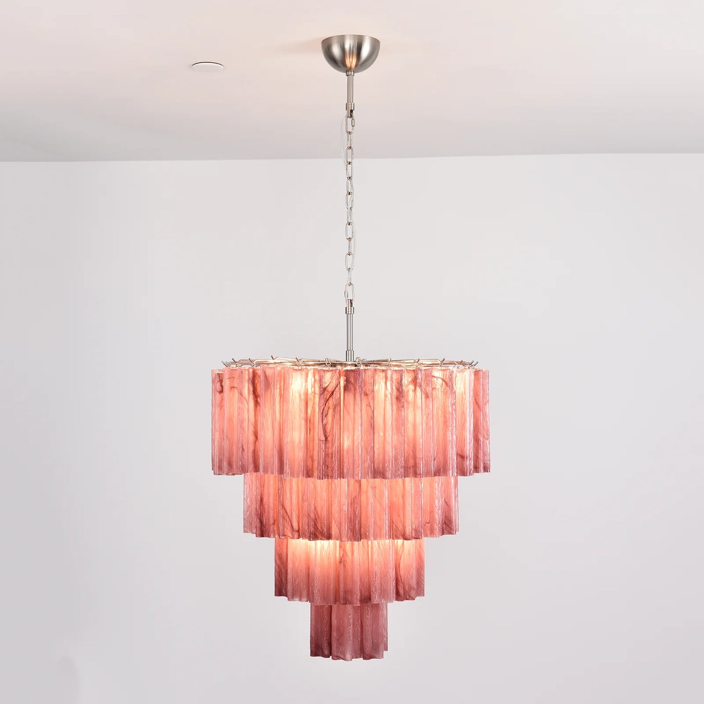 Murano Vetro Rosso Tube Chandelier
