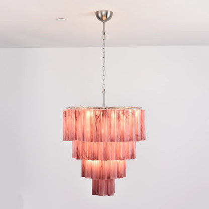 Murano Vetro Rosso Tube Chandelier