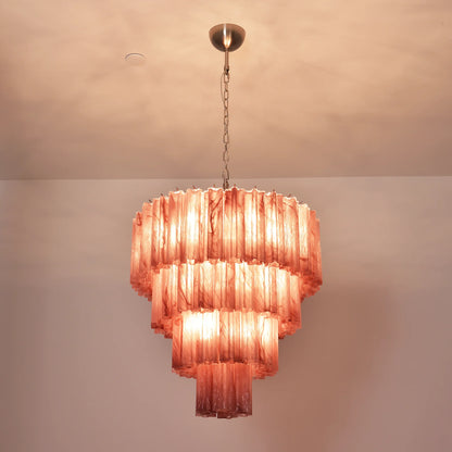 Murano Vetro Rosso Tube Chandelier