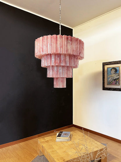 Murano Vetro Rosso Tube Chandelier