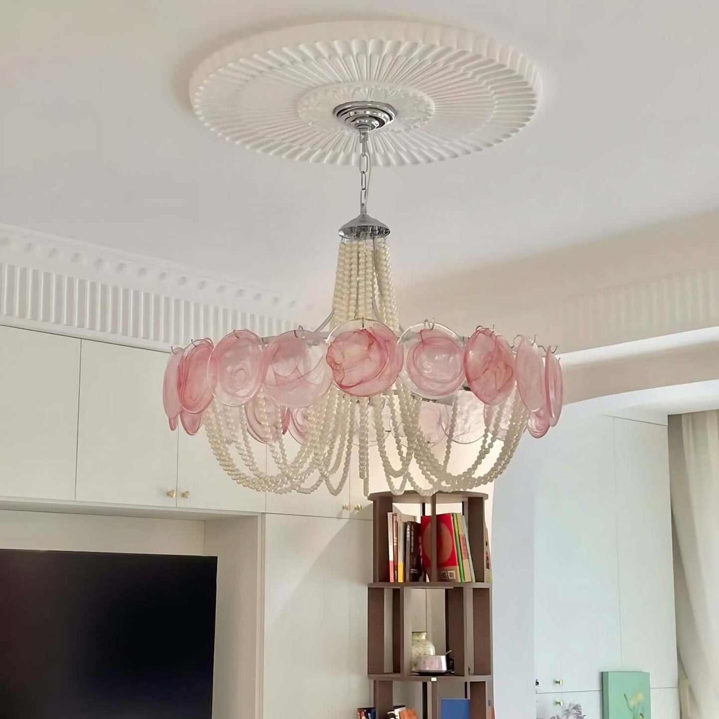 Murano Pink Radiance Disc Chandelier