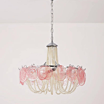 Murano Pink Radiance Disc Chandelier