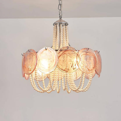 Murano Pink Radiance Disc Chandelier
