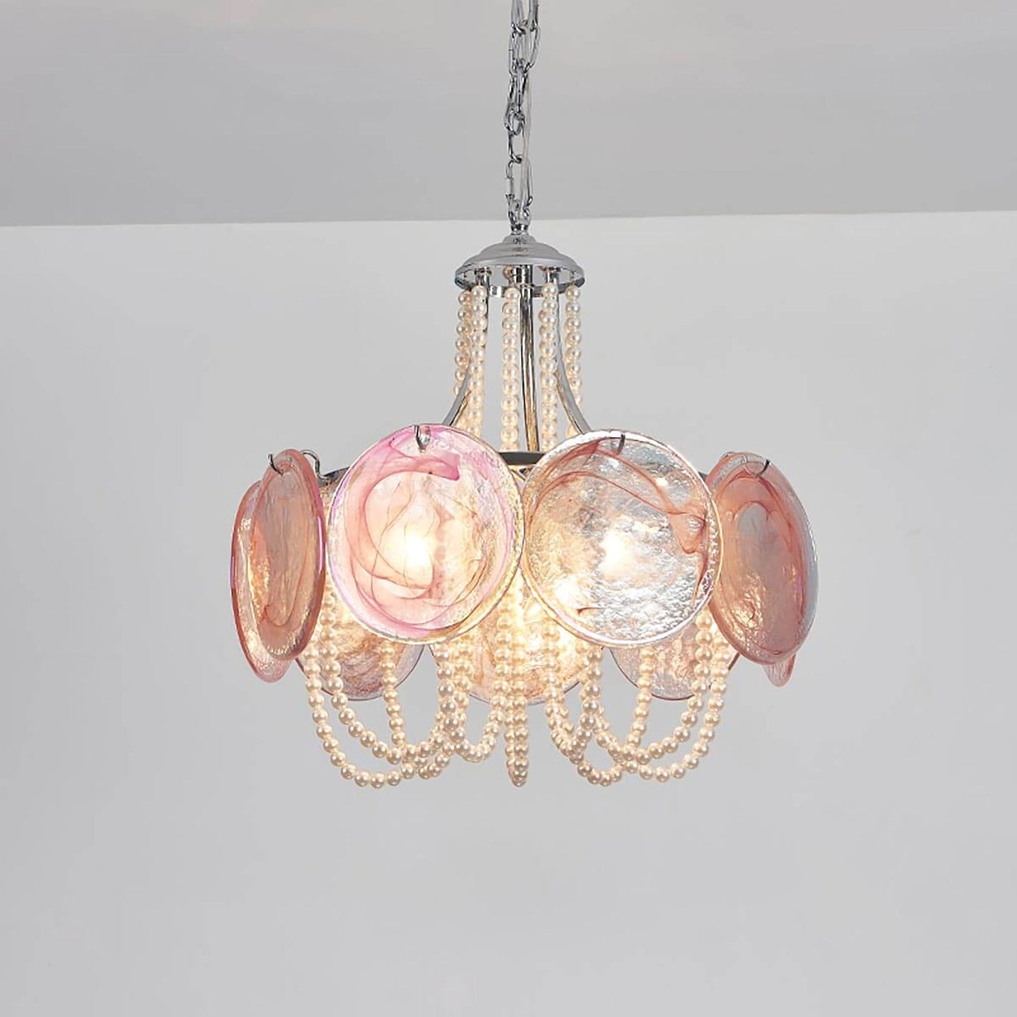 Murano Pink Radiance Disc Chandelier