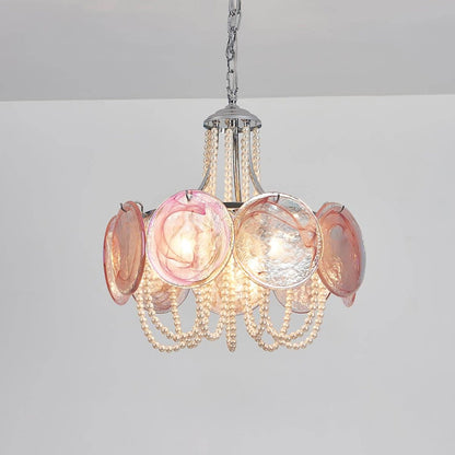 Murano Pink Radiance Disc Chandelier