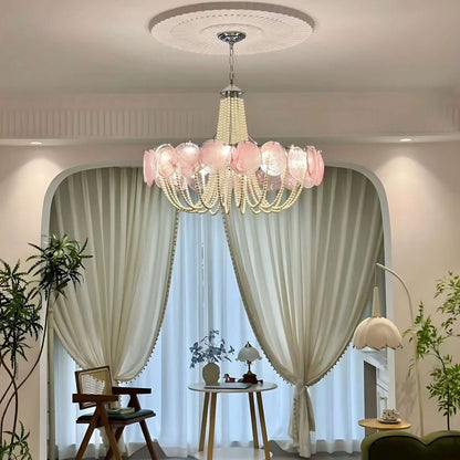 Murano Pink Radiance Disc Chandelier