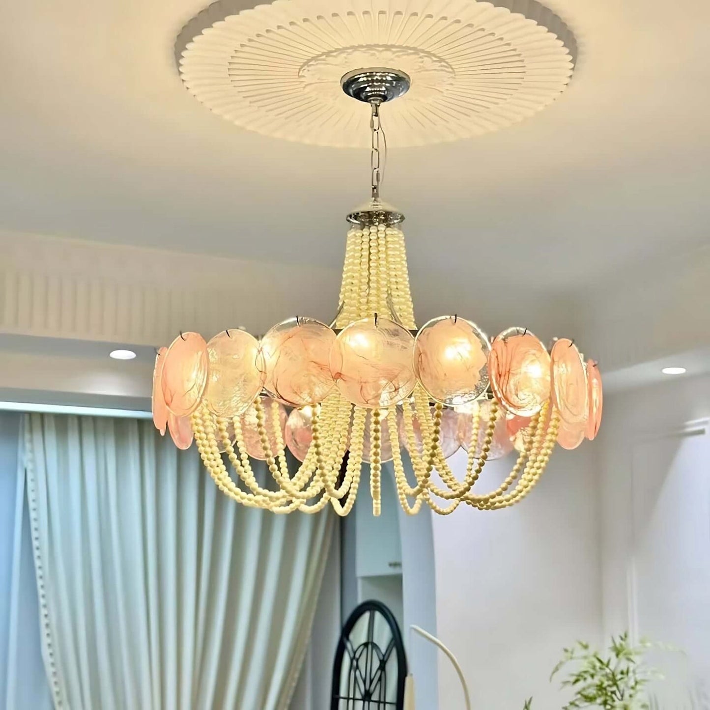 Murano Pink Radiance Disc Chandelier