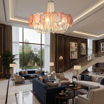 Murano Pink Radiance Disc Chandelier