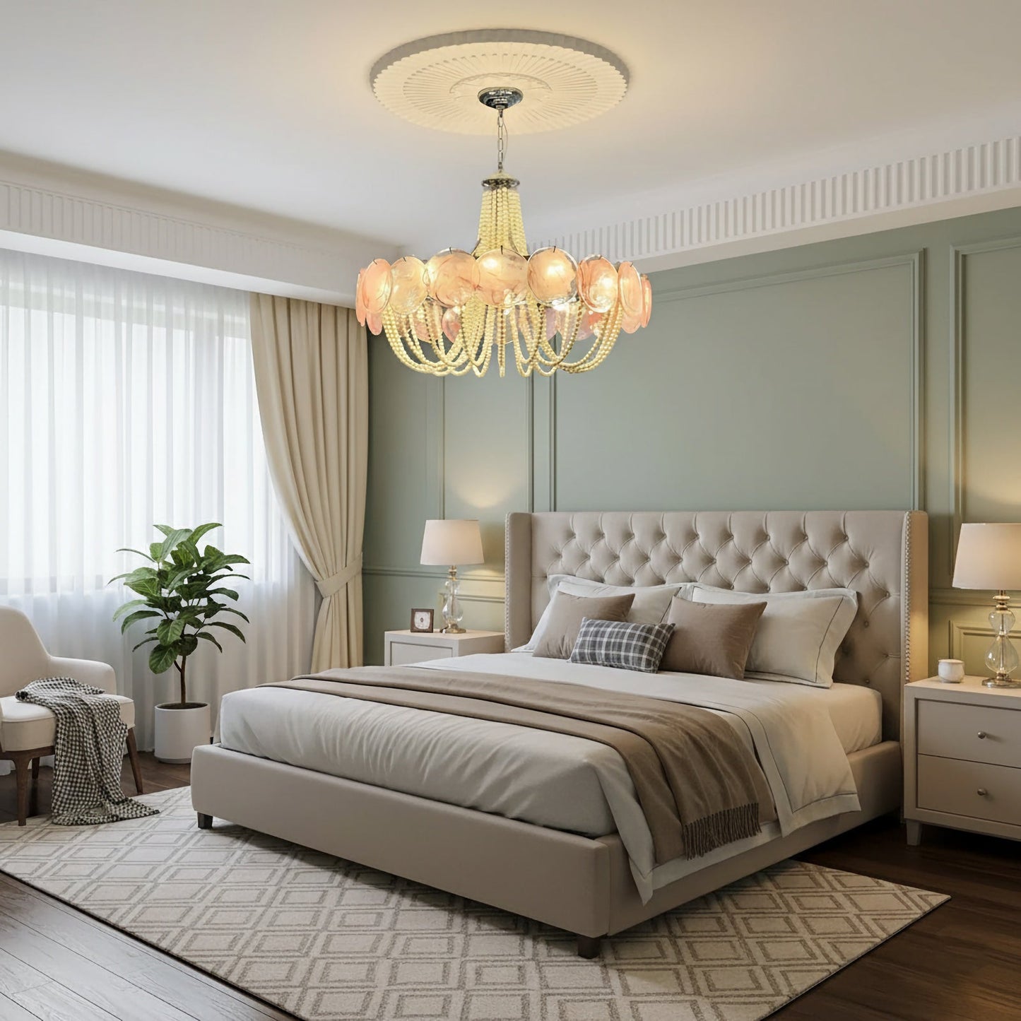 Murano Pink Radiance Disc Chandelier