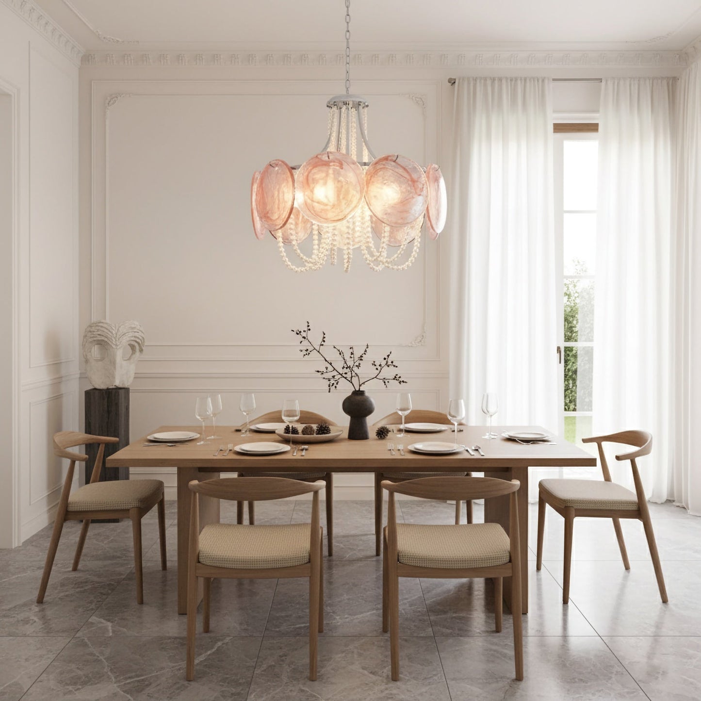 Murano Pink Radiance Disc Chandelier