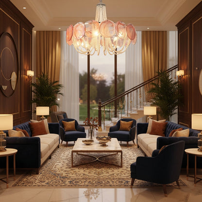 Murano Pink Radiance Disc Chandelier