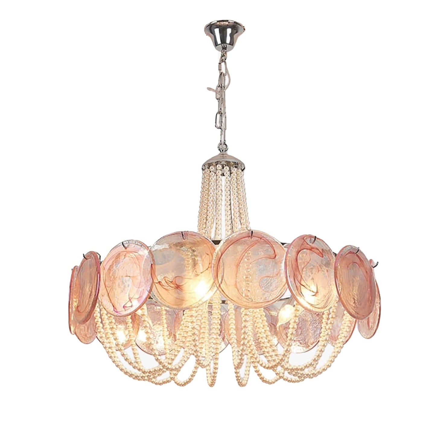 Murano Pink Radiance Disc Chandelier