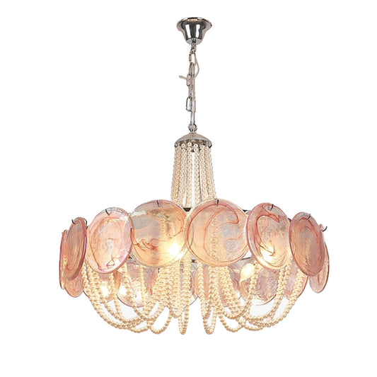 Murano Pink Radiance Disc Chandelier