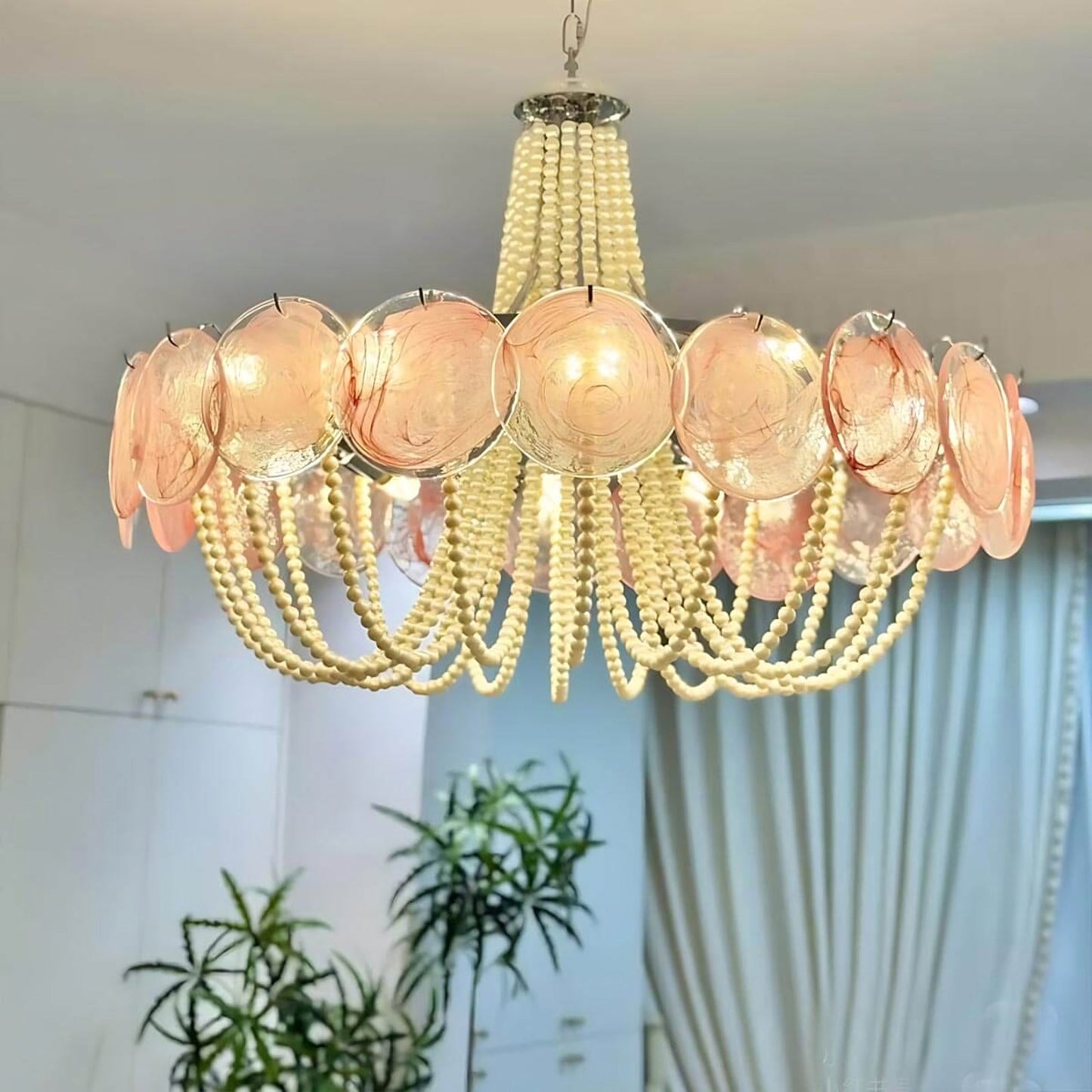 Murano Pink Radiance Disc Chandelier