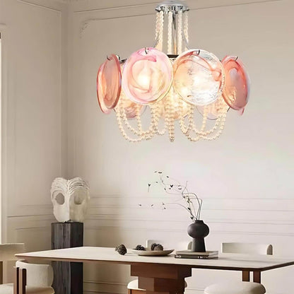 Murano Pink Radiance Disc Chandelier