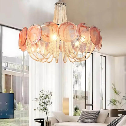 Murano Pink Radiance Disc Chandelier