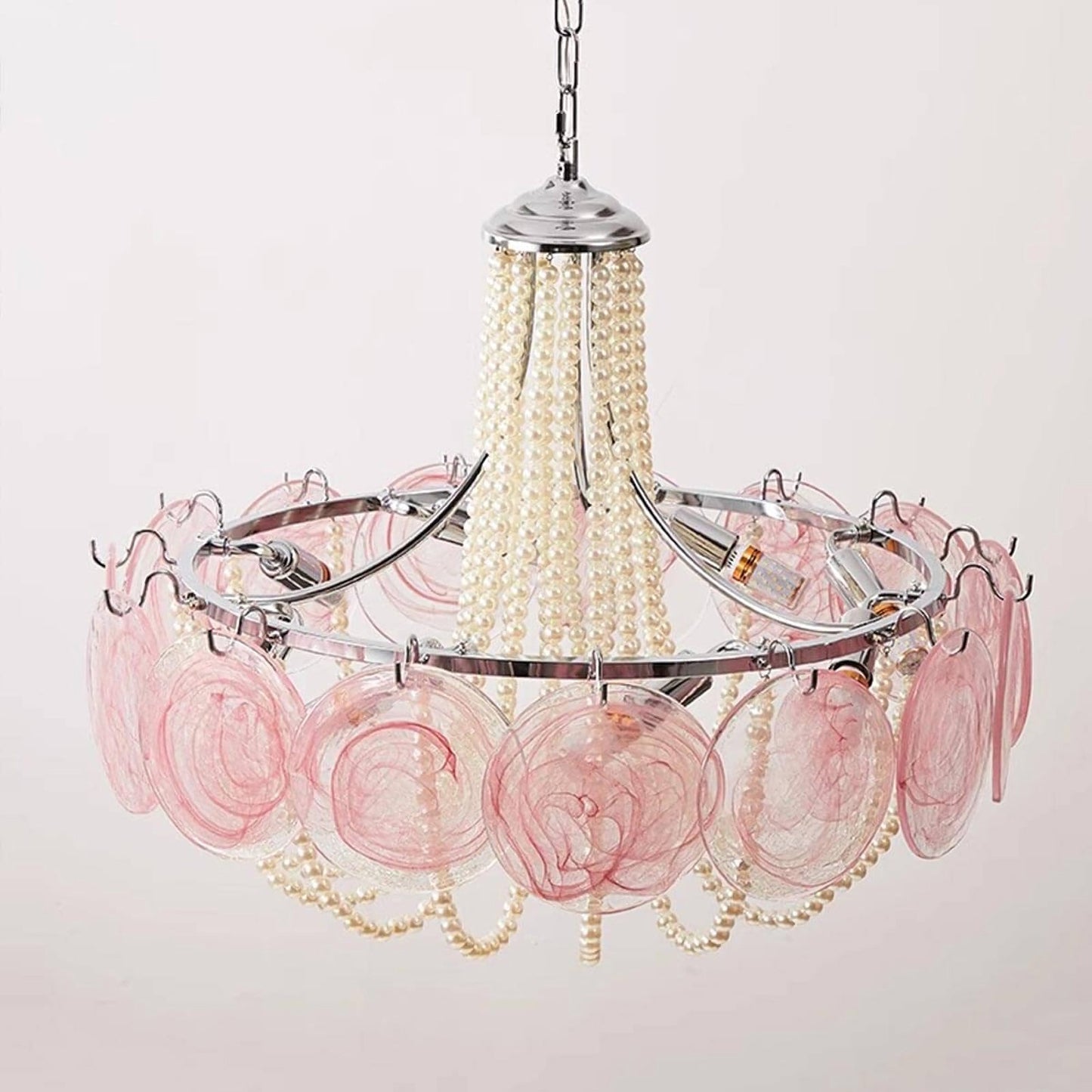 Murano Pink Radiance Disc Chandelier