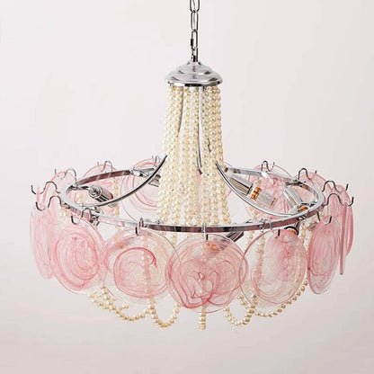Murano Pink Radiance Disc Chandelier