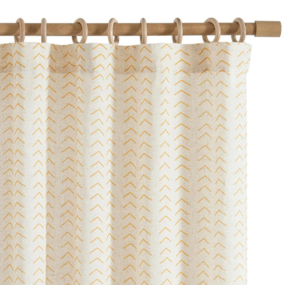 jinchan Printed Linen Curtains 84 Inch Length 2 Panels Boho Curtains for Living Room Yellow Flax Linen Farmhouse Herringbone Curtains Rod Pocket Back Tab Light Filtering Window Curtain Set