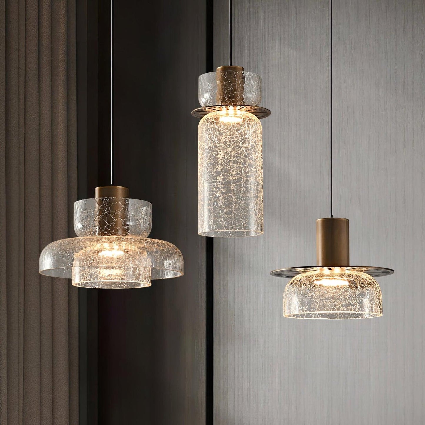 Golden Aurora Crackle Pendant Light