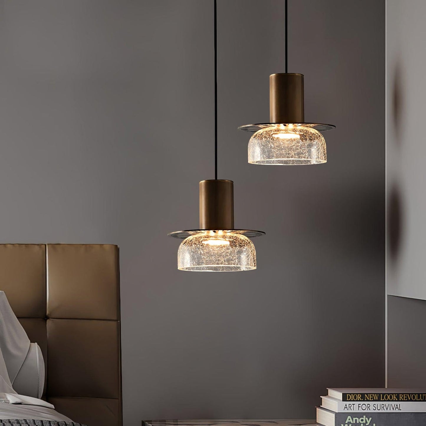 Golden Aurora Crackle Pendant Light