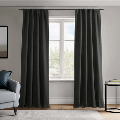 HPD Half Price Drapes Vienna Basic Linen 100% Blackout Curtains for Bedroom 84 Inches Long (2 Panels) - Rod Pocket Curtains & Drapes for Living Room & Windows - 50 X 84 Black