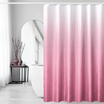 Gibelle Pink Shower Curtain Ombre Fabric Shower Curtains for Bathroom Waffle Weave Textured Bathroom Curtain with Hooks Water Repellent and Machine Washable 72 x 72