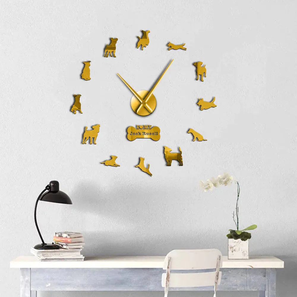 Large 3D Acrylic Dog Wall Clock for Living Room