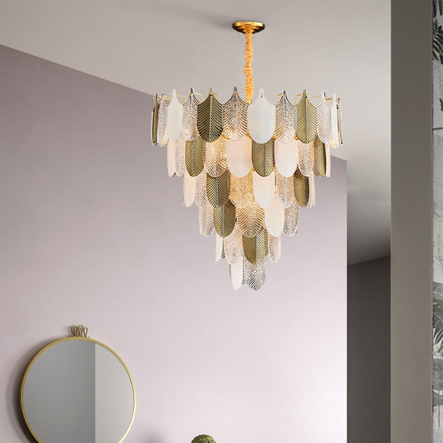 Peacock Gilded Feather Chandelier
