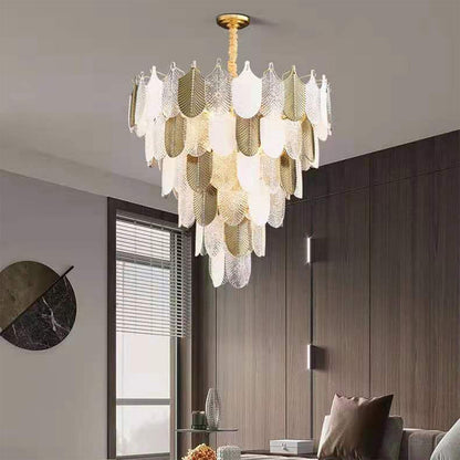 Peacock Gilded Feather Chandelier