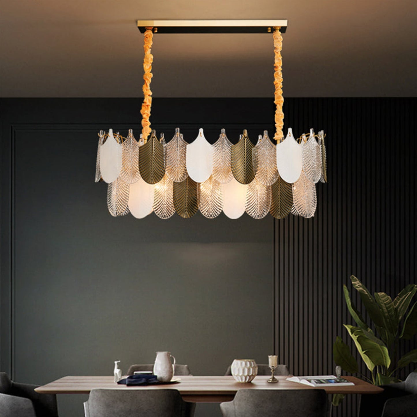 Peacock Gilded Feather Chandelier