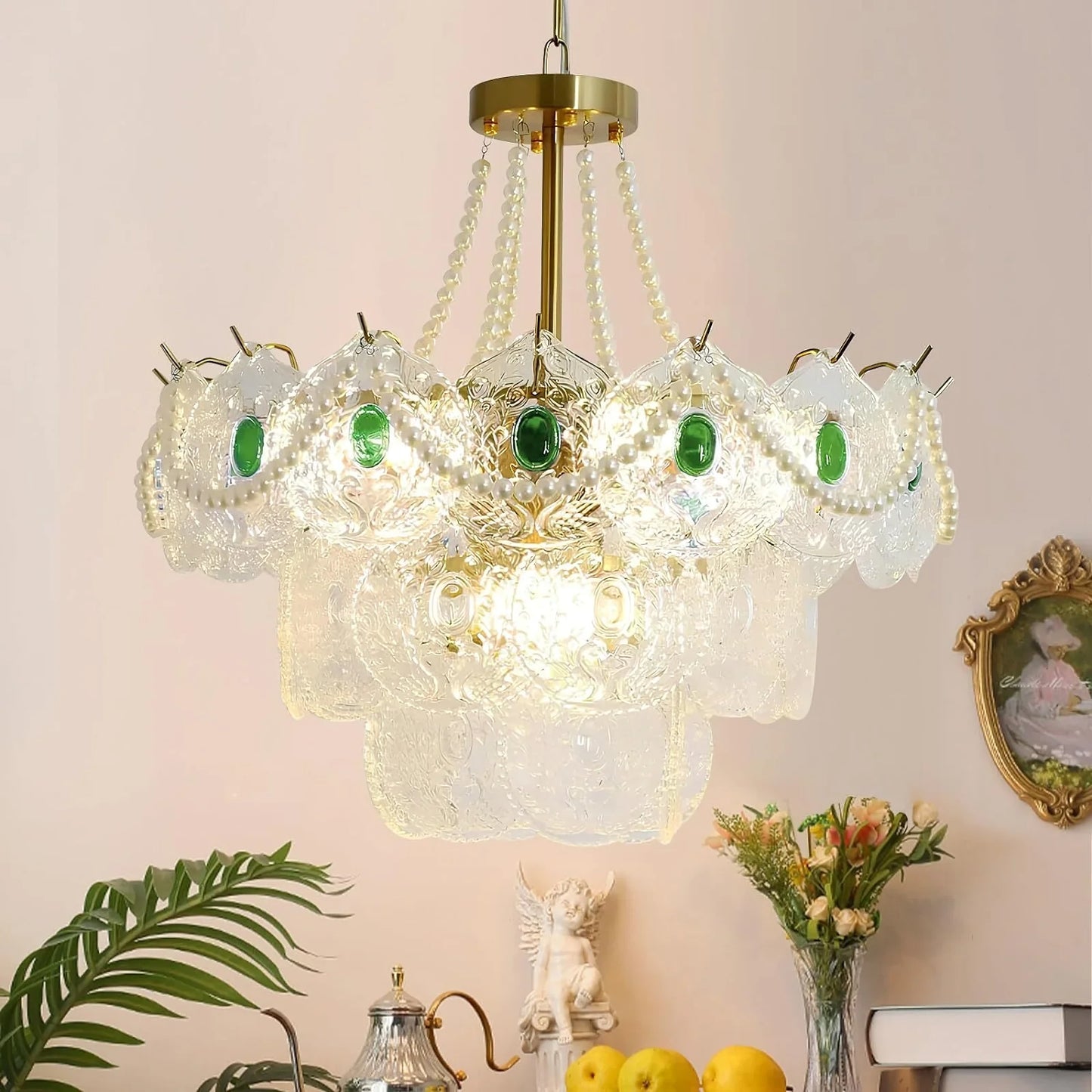 Emerald Artisanal Glass Chandelier