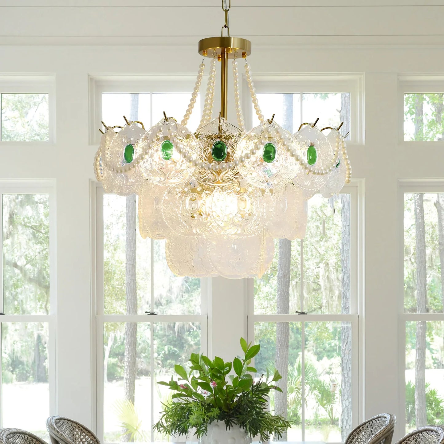 Emerald Artisanal Glass Chandelier