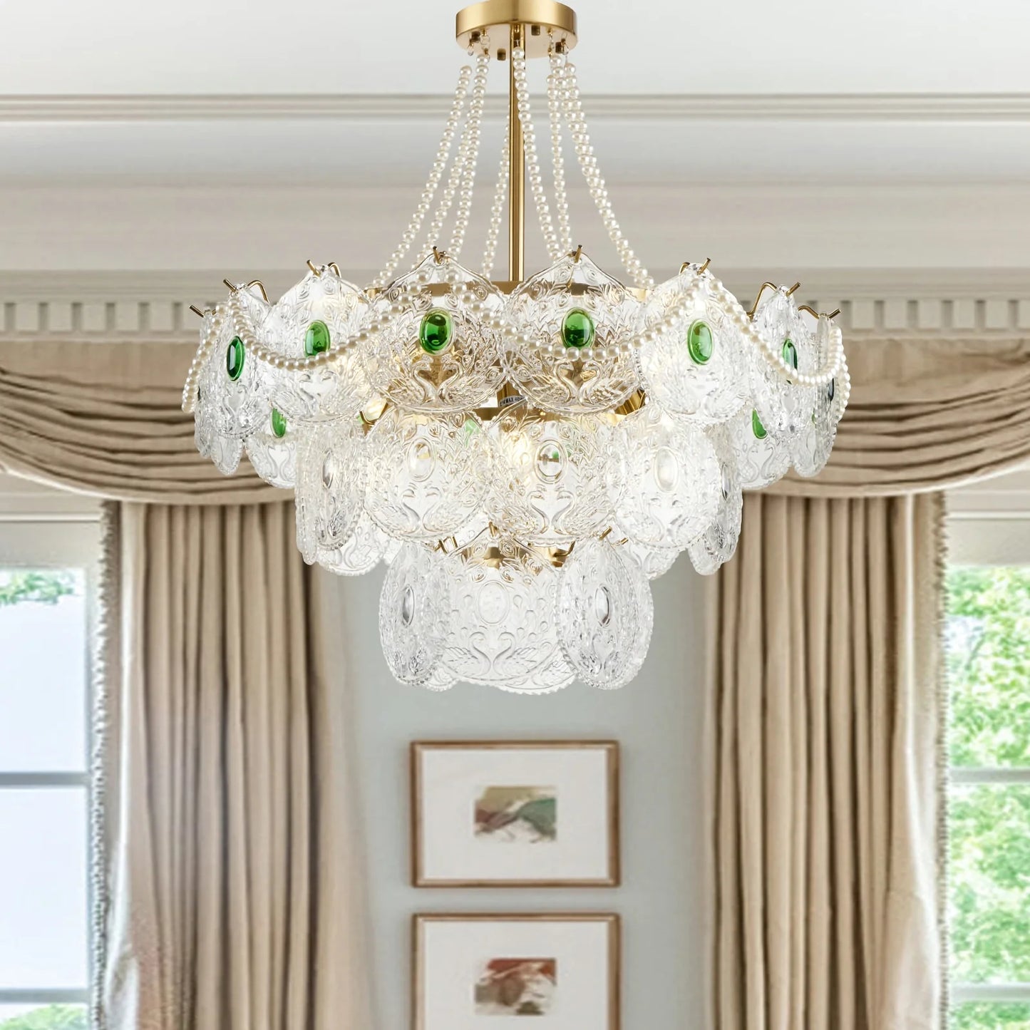 Emerald Artisanal Glass Chandelier