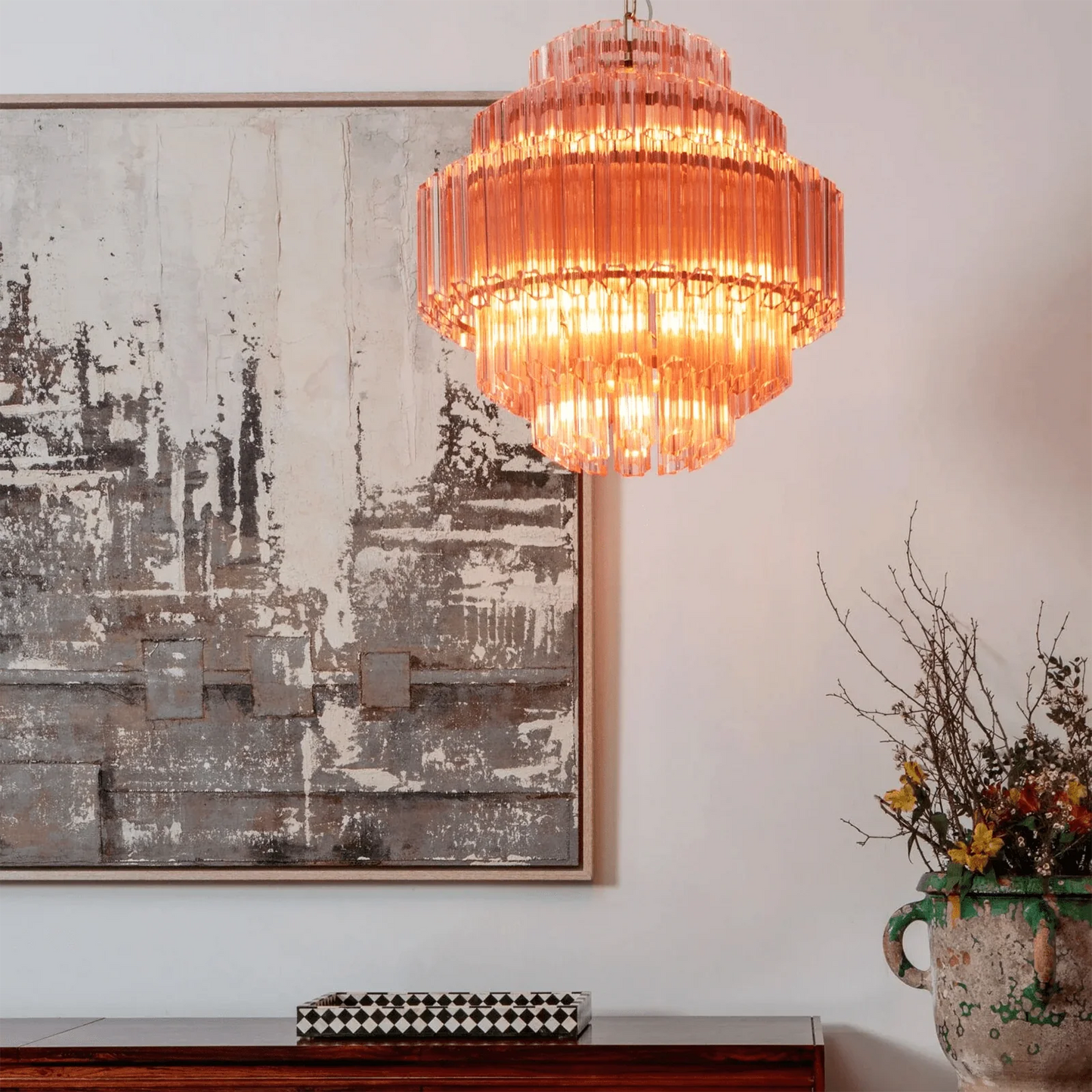 Palermo Rosé Crystal Round Chandelier