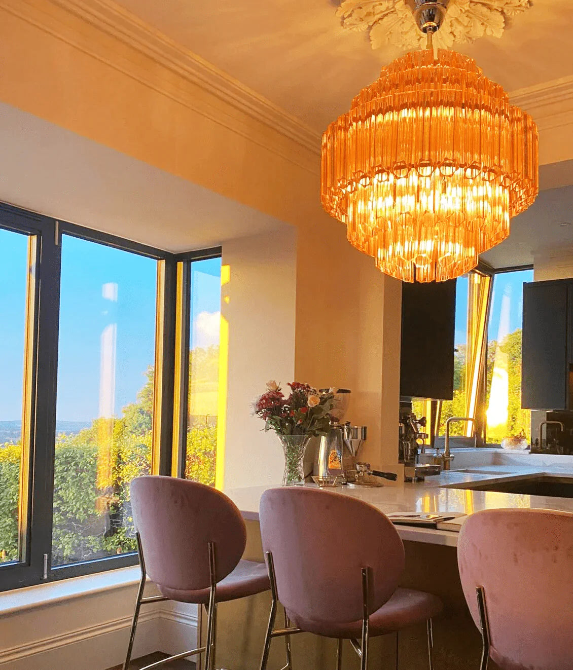 Palermo Rosé Crystal Round Chandelier