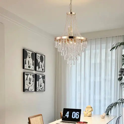 Opulent Golden Crystal Chandelier