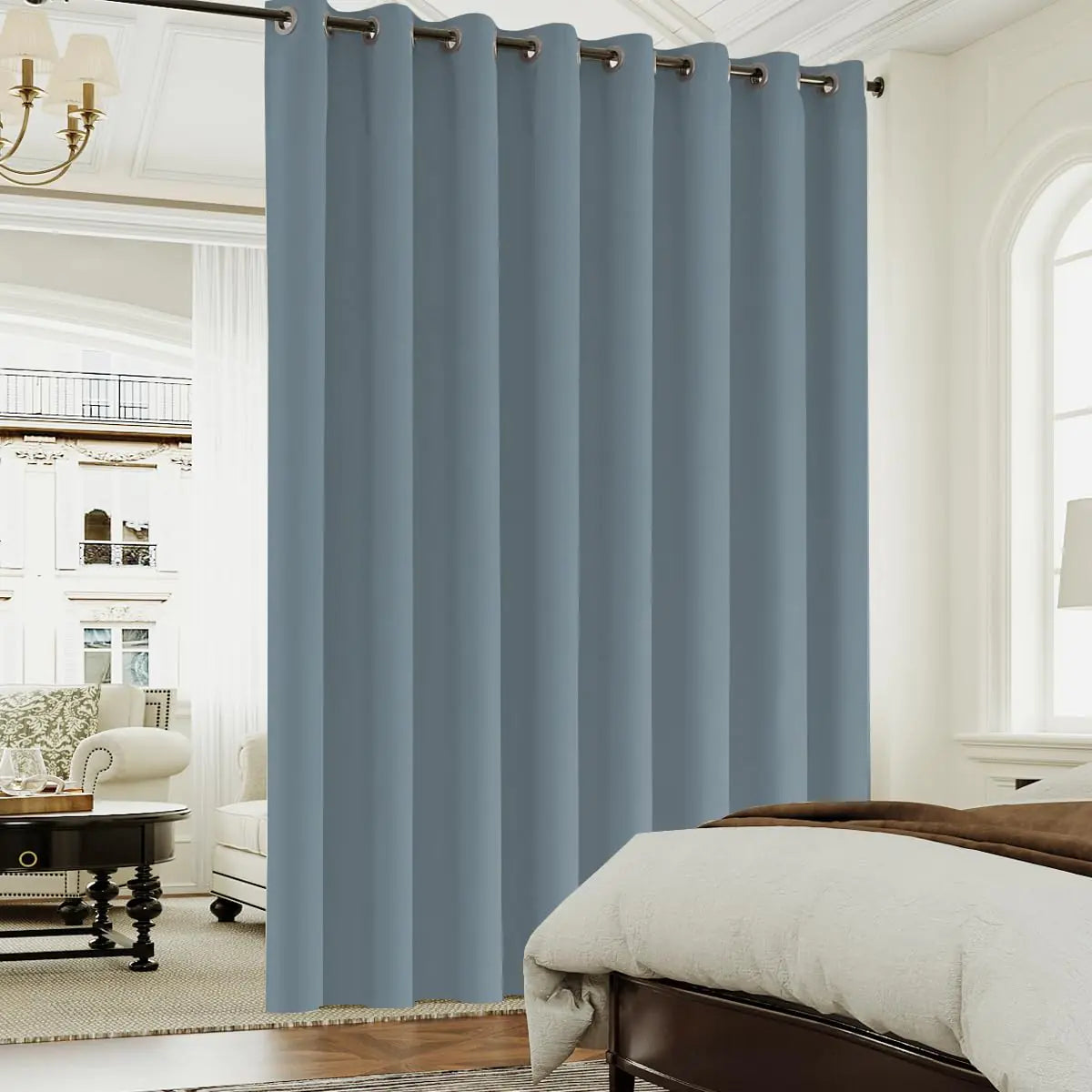 Turquoize Blackout Patio Sliding Door Curtains Extra Wide Grommet Curtains for Living Room 84 Inches Energy Efficient Thermal Patio Door Curtains Drapes 1 Panel(100Wx84L Inches Stone Blue)