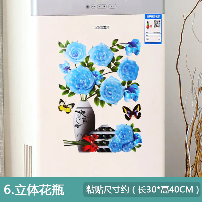 3D Faux Flower Vase Wall Decor for Bedroom