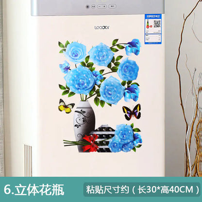 3D Faux Flower Vase Wall Decor for Bedroom