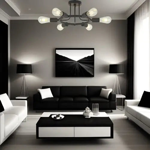Modern Sputnik 6-Light Chandelier in Black