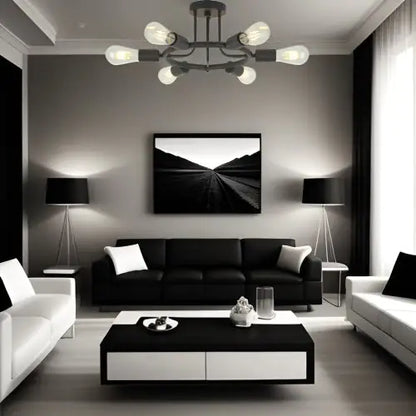 Modern Sputnik 6-Light Chandelier in Black