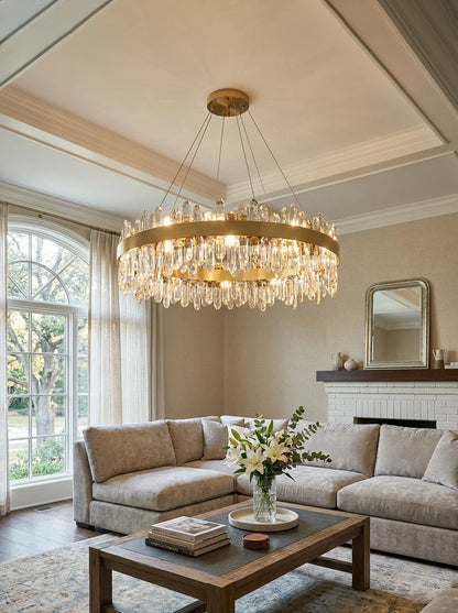 Contemporary Crystal Column Ring Light
