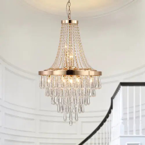 Opulent Golden Crystal Chandelier