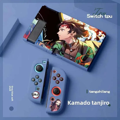 Demon Slayer Painted Relief Protective Case for Switch NS TPU Soft-shell Split Protective Case Creative Game Console Accessories