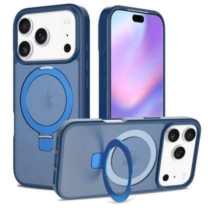 Luxury For Magsafe Fold Stand Magnetic Phone Case For iPhone 17 Air 16 15 Pro Max 16E 14 Plus 13 12 Frosted Translucent Cover