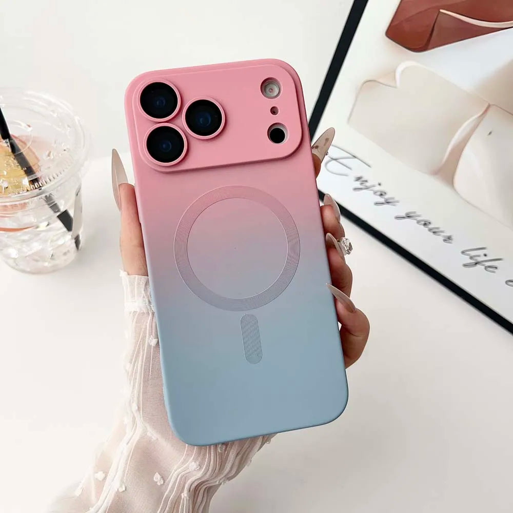Colorful Gradient for Magsafe Wireless Charge Case for iPhone 17 Air 16 15 14 13 12 11 Pro Max Plus Soft Silicone Magnetic Cover