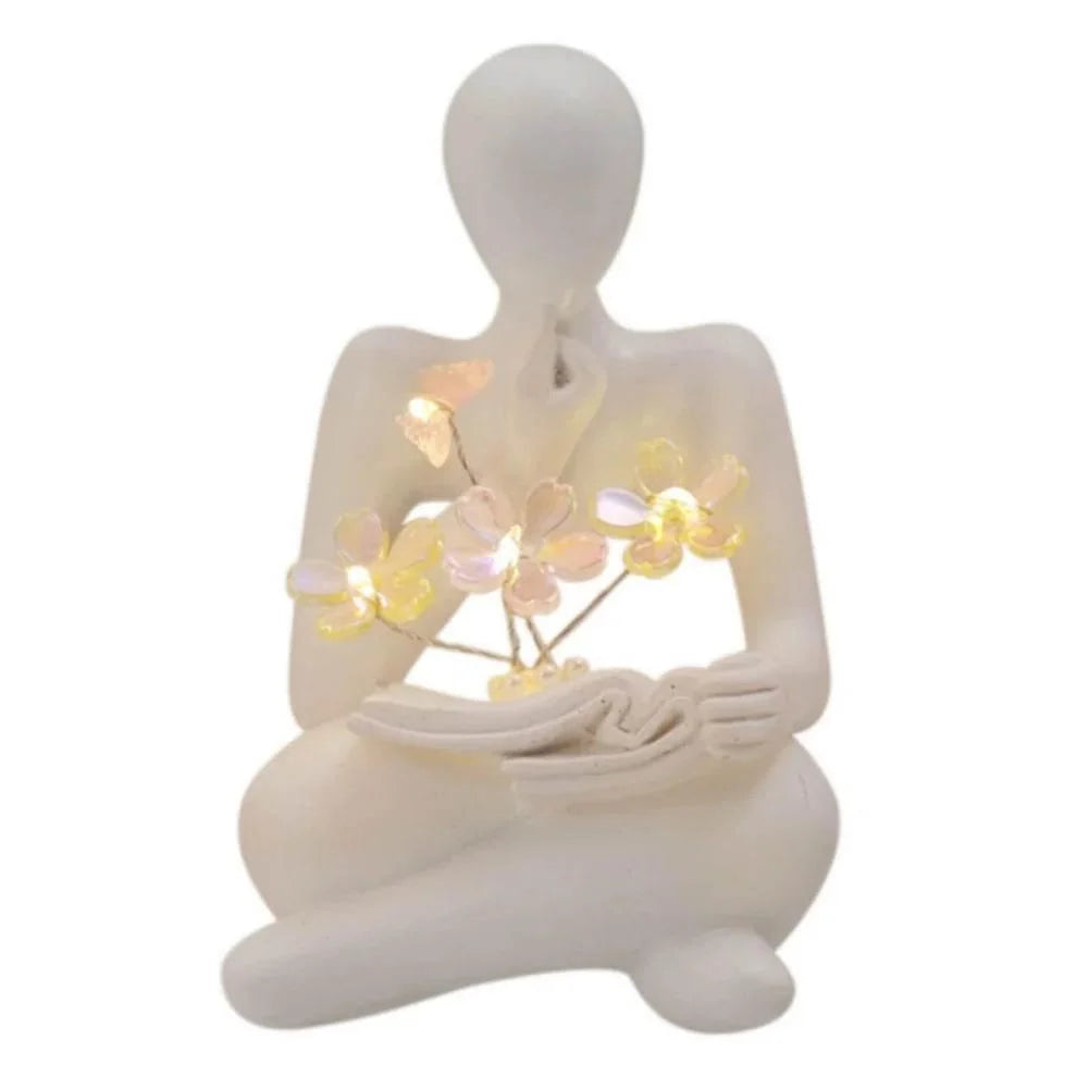 Desktop Thinker Sculpture Ornament Abstract Figure Tulip Book Lamp